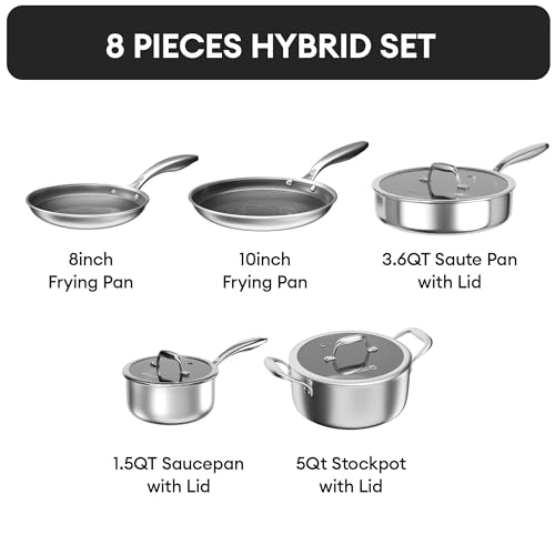 Hybrid Stainless Steel Cookware Set (8 Count)