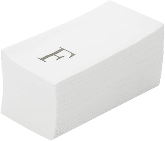 Luxenap 15.8 X 7.9 Inch Linen-Feel Guest Towels, 2000 Lettered Hand Towels - Silver Letter 'F', Sans Serif Font, White Paper Dinner Napkins, airlaid, For Restrooms And Tables - Restaurantware