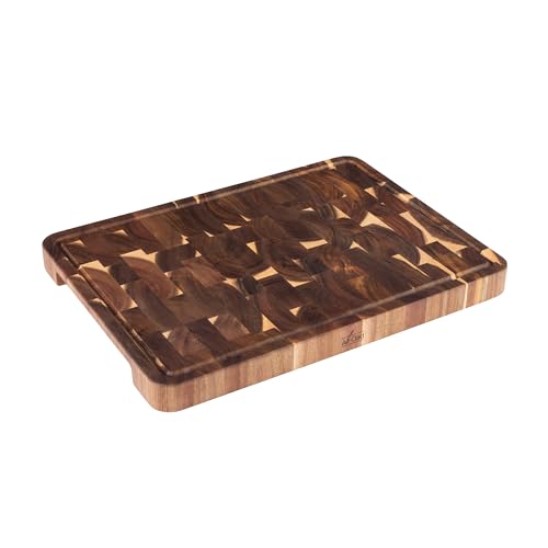 End Grain Acacia Wood Cutting Board with Juice Groove