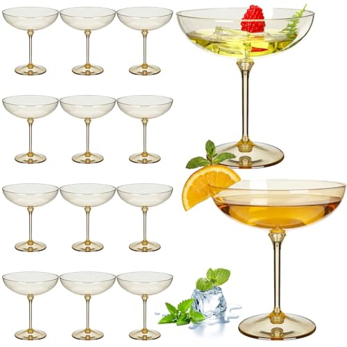 12 Pcs Plastic Coupe Glasses 9 oz Disposable Martini Glasses for Cocktails (12 Count)