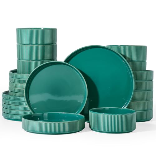 Stoneware Dinnerware Set with Pasta Bowls (24 Count)