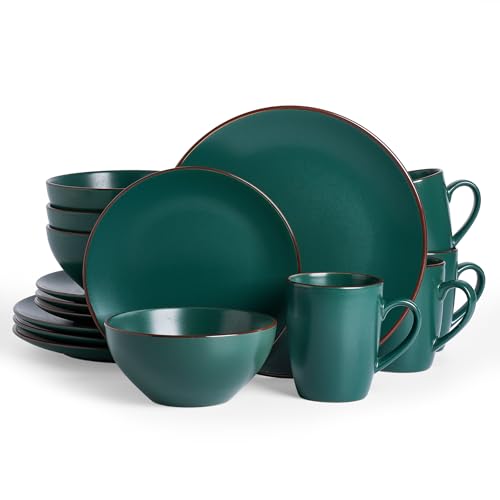 Venus Dinnerware Sets with Mugs (Dark Green / Serves 4 (16pc w/ Mug))