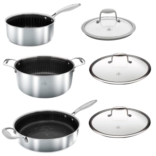 6 Piece Hybrid Pot & Lid Cookware Set