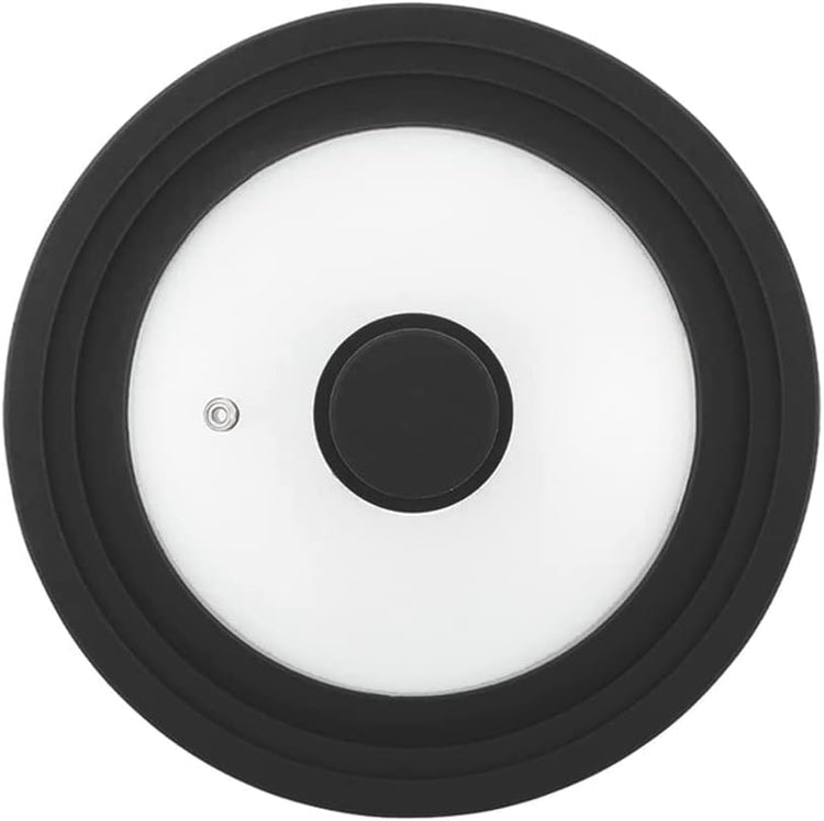 Universal Lid for Pot,Pan,Skillet Fits 6.5",7",8" Cookware Silicon lid Dishwasher Safe, Replacement Lid Vented Tempered Glass with Heat Resistant Silicone Rim By HR Huare Technology, Black,1 Pack