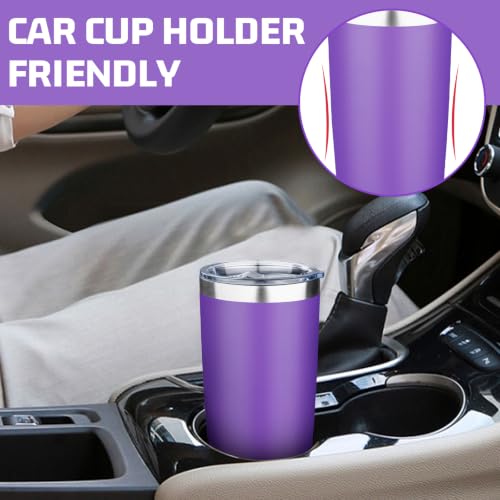 20oz Tumbler with Lid Double Wall Vacuum Insulated Travel Coffee Mug Stainless Steel Thermal Cup Powder Coated Sturdy Coffee Tumbler for Hot and Cold Beverage (20oz / Purple)