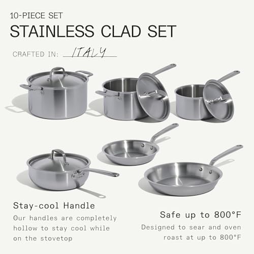 Cookware 10 Piece Stainless Steel Pot and Pan Set (10 Count)