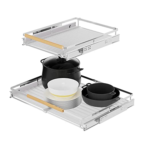 Expandable Pull Out Cabinet Organizer (M:16.1~26.4" W x 17.3" D / Chrome-3pack)