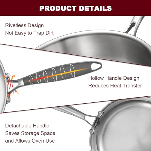 12 Inch Tri Ply Stainless Steel Frying Pan