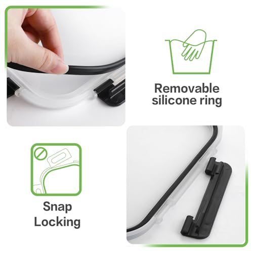 8 Pack 36oz Large Glass Meal Prep Containers with Leak Proof Snap (Black / 8 Pack 36oz)
