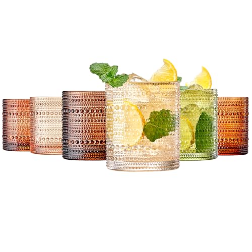 Hobnail Beaded Highball Drinking Tumbler Glasses
