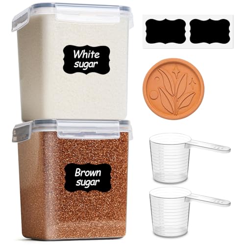 Airtight Brown Sugar Containers with Terra Cotta Saver 2.6Qt 2Pack (2.6Qt-Square)