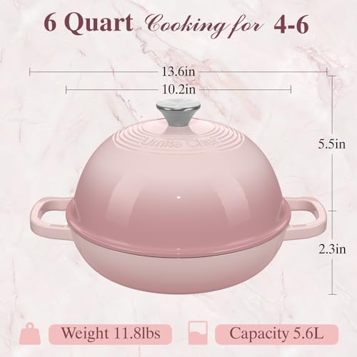 Cast Iron Dutch Oven Pot with Lid (Pink)