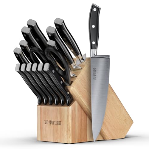Yatoshi 15 Piece Black Knife Block Set
