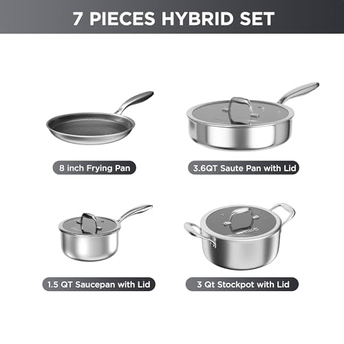 7pcs Stainless Steel Cookware Set (7 Count)