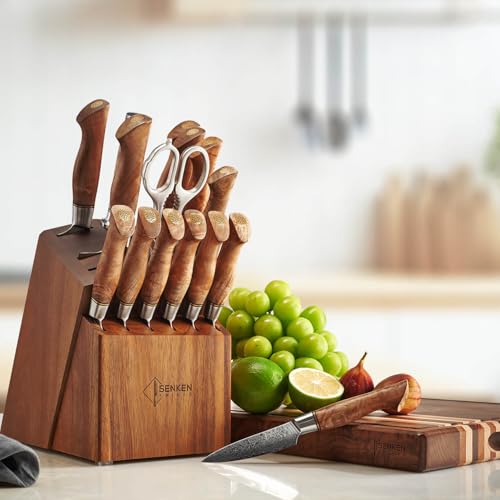 SENKEN 16 Piece Damascus Knife block Set (16 Count)