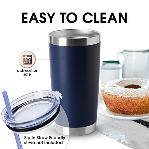 20oz Tumblers Bulk Stainless Steel Cup with Lid Double Wall Vacuum Insulated Coffee Mug for Cold & Hot Drinks 1 Pack (Navy-A / 1 Count (Pack of 1))