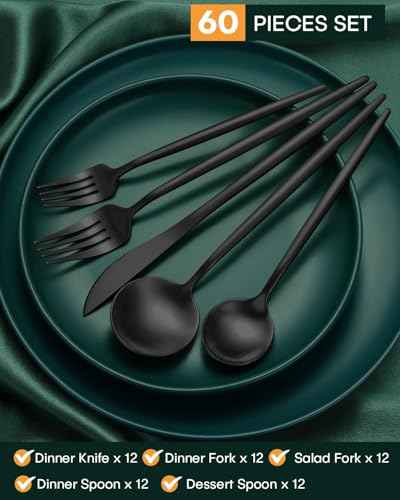60 Piece Silverware Set for 12 (60 Count)