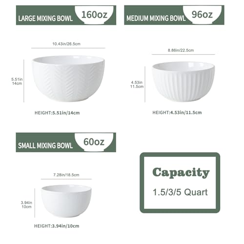 Ceramic Mixing Bowls Set (White)