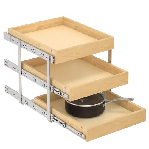 3 Tier Pull Out Cabinet Organizer with Soft Close (17''W x22''D / 3 Tiers)