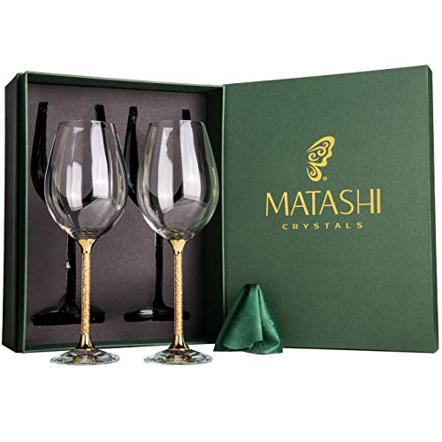 Crystal Gold Foil Wine Glasses Set Lead (2 Count)