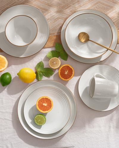 Jupiter Plates and Bowls Sets with Rim (12 Count)