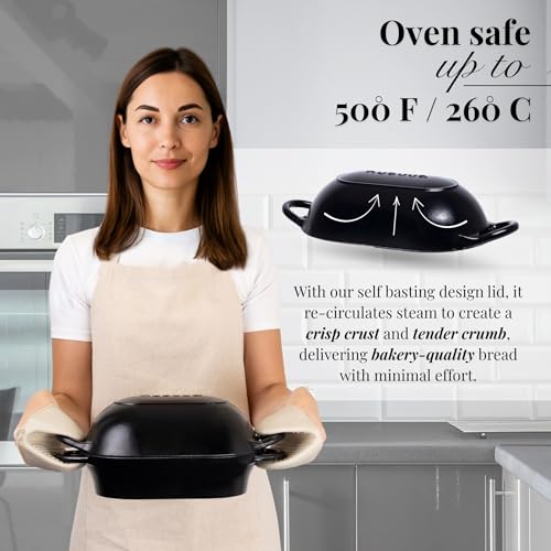 Dutch Oven For Sourdough Bread Baking (24cm x 16cm / Black)