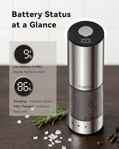 Rechargeable Electric Salt and Pepper Grinder Set (Stainless Steel Silver / Set)