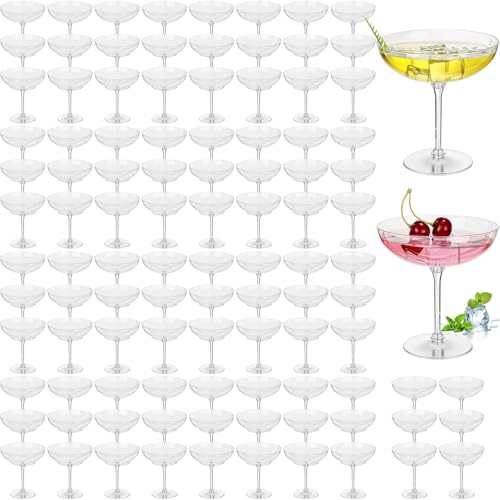 100 Pcs Plastic Coupe Glasses 9 oz Disposable Martini Glasses for Cocktails (100 Count)
