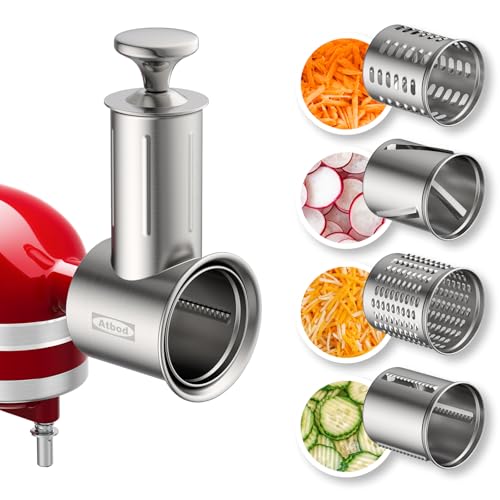 Stainless Steel Slicer Shredder Attachment for KitchenAid Stand Mixer (4 Blades)