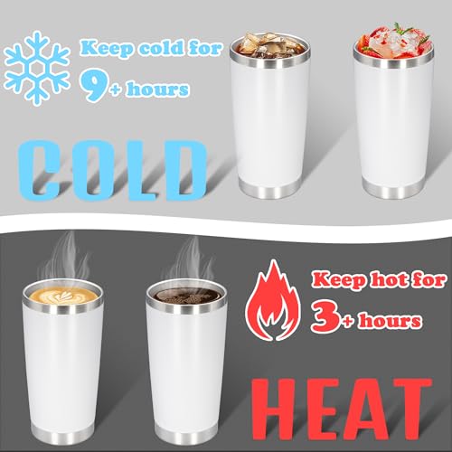 20 oz Tumbler Insulated Tumblers Stainless Steel Coffee Mug (White)