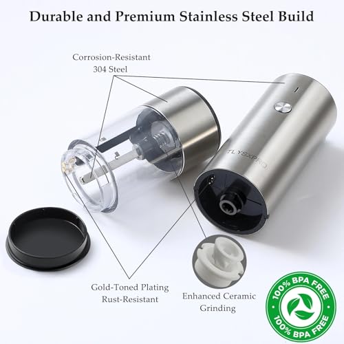 Electric Salt and Pepper Grinder Set (Stainless Steel)