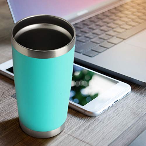 20oz Tumblers Bulk Stainless Steel Cup with Lid Double Wall Vacuum Insulated Coffee Mug for Cold & Hot Drinks 1 Pack (Light Blue-A / 1 Count (Pack of 1))