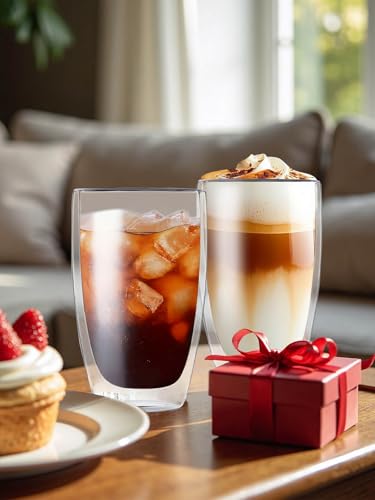 17oz Double Wall Glass Coffee Mugs (1 mugs)