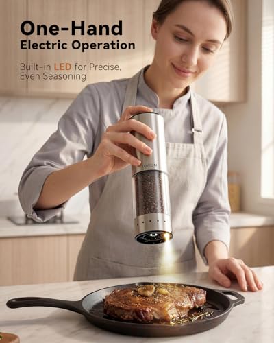 Rechargeable Electric Salt and Pepper Grinder Set (Stainless Steel Silver / Set)