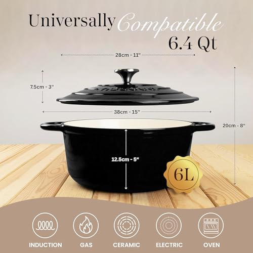 Enamelled Cast Iron Dutch Oven Pot with Lid
