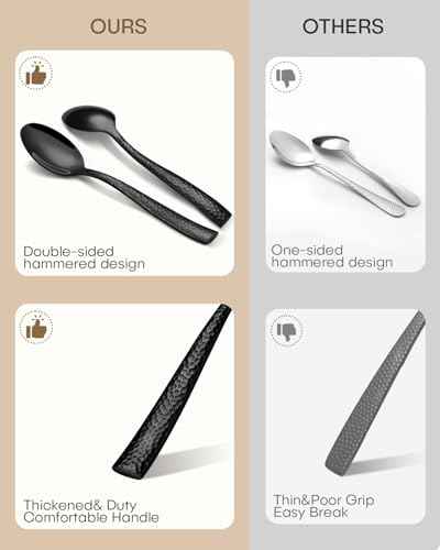Black Hammered Silverware Set (40 Count)