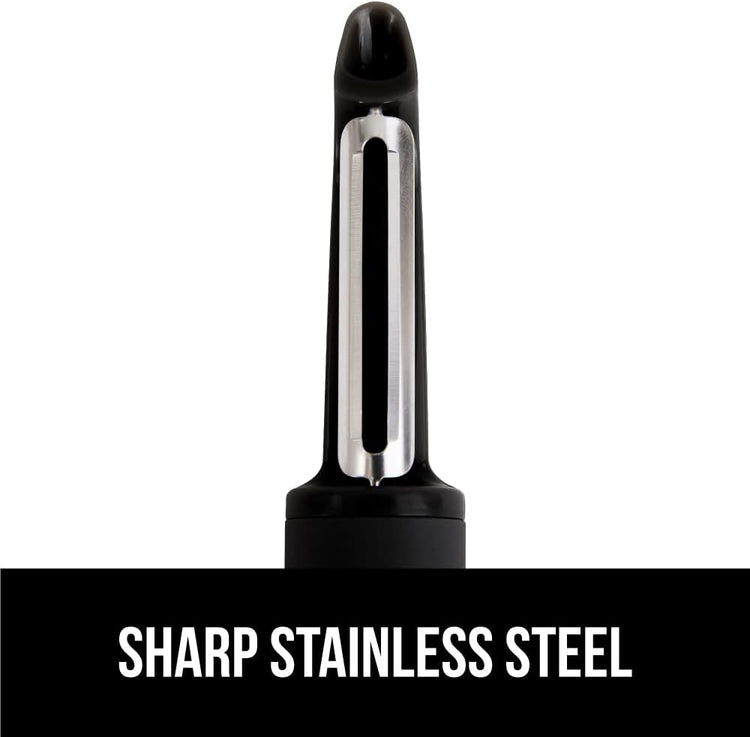 GORILLA GRIP Patented BPA-Free Sharp Stainless Steel Swivel Vegetable Peeler, Comfortable Handle Potato Peelers, Smooth Peeling, Peel Carrots Apple, Includes Blade Cover, Kitchen Tool, Black
