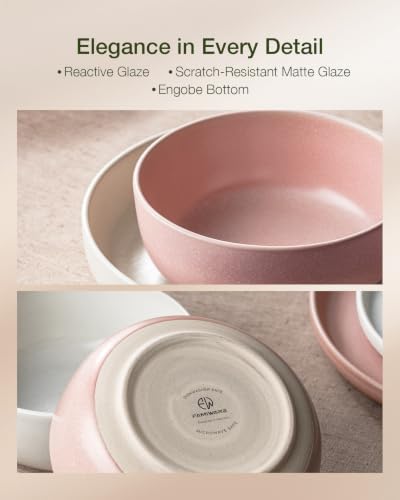 Milkyway 12 Piece Dinnerware Set (Matte Beige White & Light Pink / Service for 4 (Standard Dinner Set))