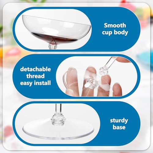 24 Pcs Plastic Coupe Glasses 9 oz Disposable Martini Glasses for Cocktails (24 Count)
