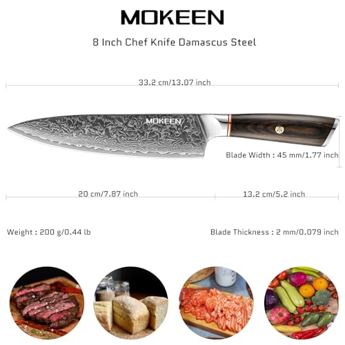 Chef Knife 67 Layers VG10 Damascus Kitchen Knife 8 Inch Sharp Knife Wood Handle