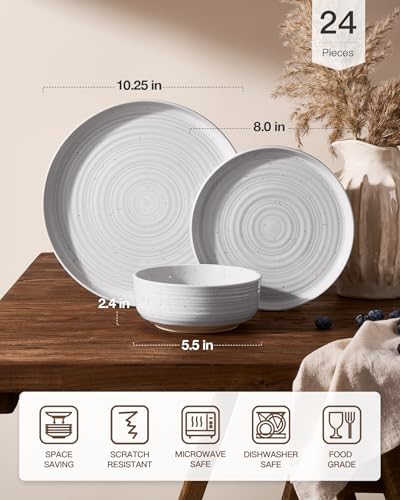 Stoneware Dinnerware Sets for 8 (24 Count)