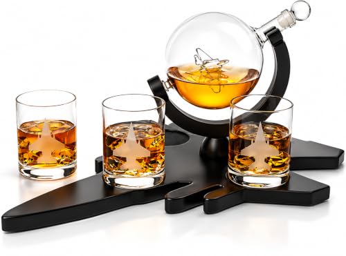 Fighter Jet Wine & Whiskey Decanter Set F16