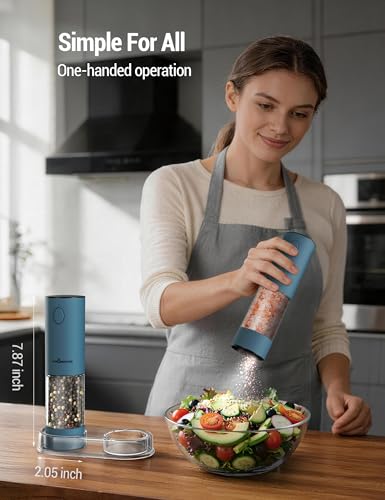 Electric Salt and Pepper Grinder Set (Large / Navy Blue)