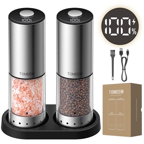 Rechargeable Electric Salt and Pepper Grinder Set (Silver/Black / Set)