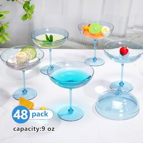 48 Pcs Plastic Coupe Glasses 9 oz Disposable Martini Glasses for Cocktails (48 Count)