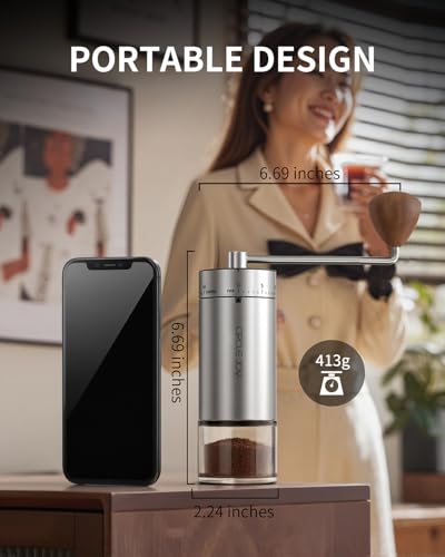 Manual Coffee Grinder with 40 External Adjustable Settings