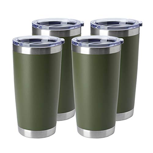 20oz Stainless Steel Tumblers Bulk (Army Green-A / 4 Count (Pack of 1))