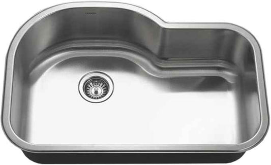 Houzer MH-3200 Medallion Gourmet Series Undermount Stainless Steel Offset Single Bowl Kitchen Sink