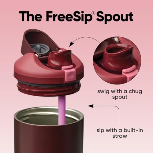 FreeSip Tumbler Stainless Steel Water Bottle 40 oz Black Cherry (Black Cherry / 40 Ounces)