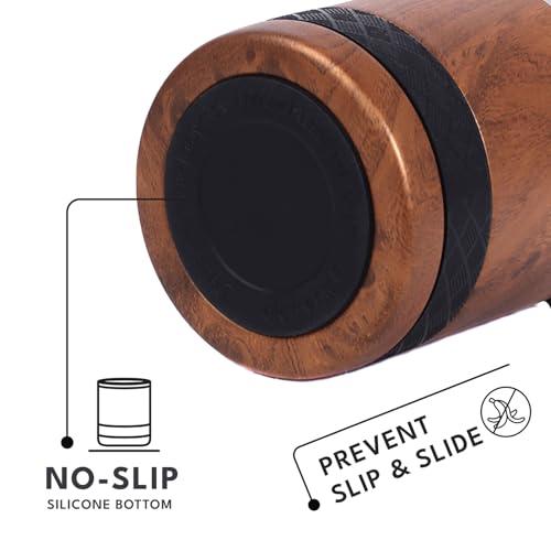 Recess Lowball 10oz Stainless Steel Tumbler Whiskey Glass w (10 Ounces / Teak Wood)
